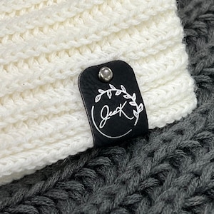 Customized faux leather tags wider ones WASHABLE Lots of color size quantities WITHOUT DRAFT ≃1.3mm thickness included rivets of your choice