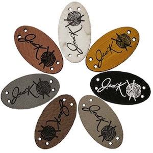 Customized faux leather oval tags WASHABLE Lots of color size quantities sew on knitting and crochet label thickness ≃1mm WITHOUT DRAFT