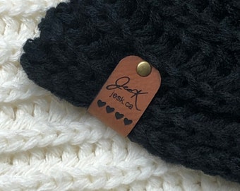 Customized faux leather tags foldable WASHABLE Lots of colors size quantities WITHOUT DRAFT ≃1.3mm thickness included rivets of your choice