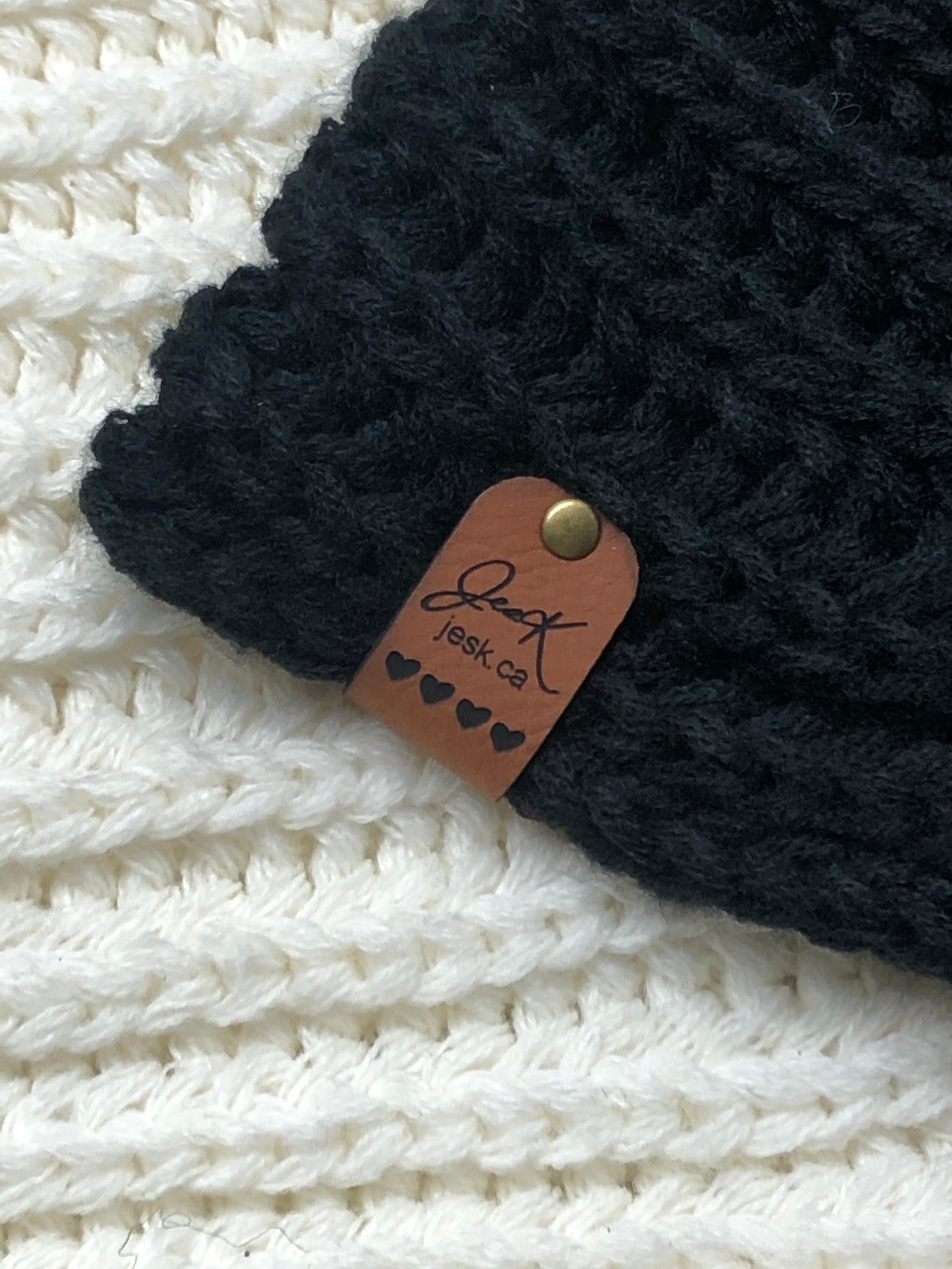 Leather Tag Beanie - Etsy Canada