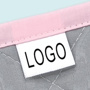 Custom satin labels | Clothing tag | Loop fold woven hem | Fabric Label | sew-in Garment label | black printed |  Pre-cut tags WASHABLE