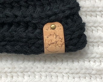 Customized cork tags fold over WASHABLE Lots of color size quantities, vegan leather no sew WITHOUT DRAFT ≃1mm included rivet of your choice