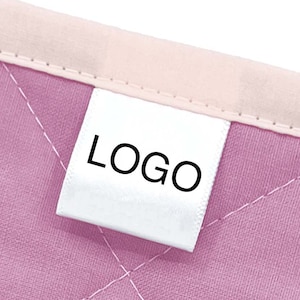 Custom satin labels | Clothing tag | Loop fold woven hem | Fabric Label | sew-in Garment label | black printed |  Pre-cut tags WASHABLE