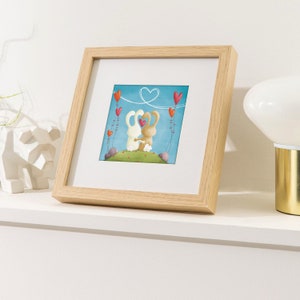 The bunnies are in love Illustration Poster Print / small square image 1