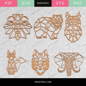 Animales geométricos 6 SVG, archivo svg para corte a laser, archivos pdf para láser, arte de metal cortado con plasma, archivos eps para cnc