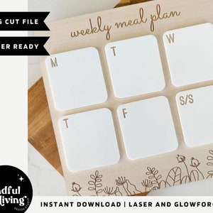 食事プランナー SVG、食事プランナー Glowforge ファイル、食事プラン レーザー ファイル、Glowforge プランナー、食事プランナー レーザー ファイル、食事プラン レーザー ファイル