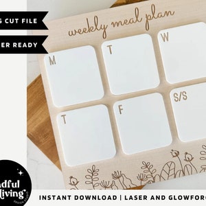 Meal Planner SVG, Meal Planner Glowforge File, Meal Plan Laser File, Glowforge Planner, Meal Planner Laser File, Meal Plan Laser File