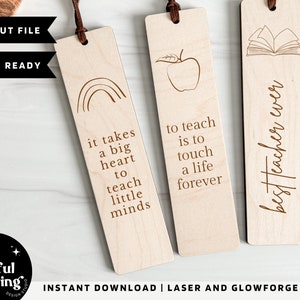 Teacher Bookmark Laser File, Teacher Laser File, Custom Teacher Glowforge File, Teacher Day SVG Laser, Gift For Teacher SVG