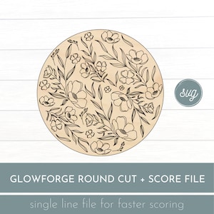 Glowforge Floral Background Score File, Glowforge Background File, Glowforge Round File, Laser Background Round File, Single Line File, Quil