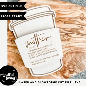 Fichier laser porte-cartes cadeau fête des mères, fichier cadeau fête des mères, porte-cartes Starbucks SVG, laser SVG fête des mères, cadeau maman SVG