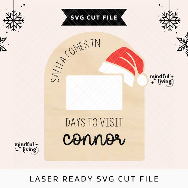 Countdown to Christmas SVG, Christmas Sign Cut File, Days Until Santa SVG, Santa Countdown Cut File, Santa Countdown SVG, Christmas Laser