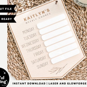 雑用表 SVG、雑用表 Glowforge ファイル、雑用表 レーザー ファイル、Glowforge 雑用、子供用レーザー ファイル、子供用雑用レーザー ファイル、レーザー カット ファイル