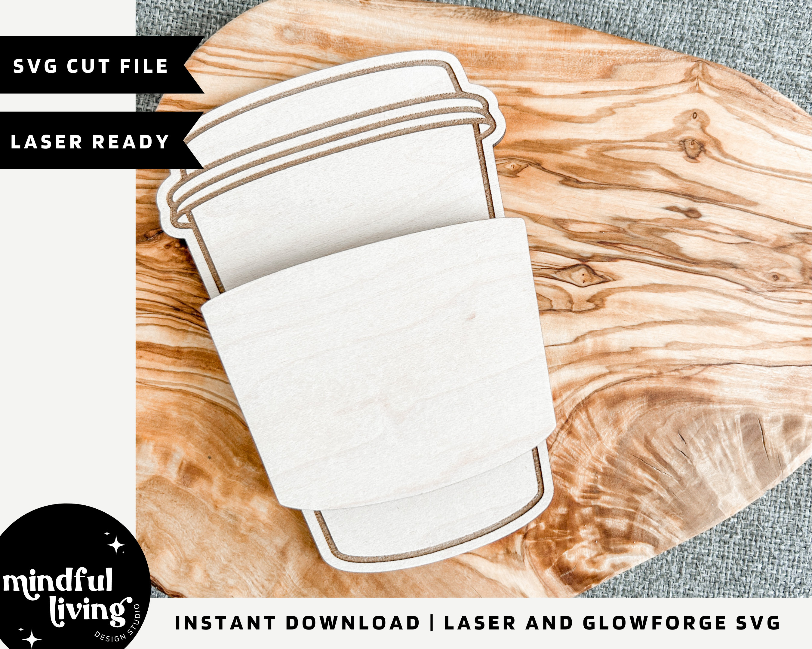 Coffee Cup Gift Card Holder, Coffee Cup SVG, Coffee Cup Cut File, Gift Card Cut File, Gift Card Laser File Cut, Glowforge SVG, XTool SVG