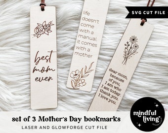 Mother&#39;s Day Bookmark Laser File, Mother&#39;s Day Laser File, Custom Mother&#39;s Day Glowforge File, Mother&#39;s Day SVG Laser, Gift For Mom SVG