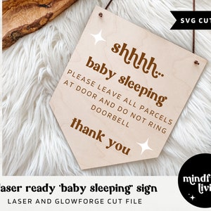 Baby Sleeping please stop here Laser File, Custom Baby Sleeping Glowforge File, Baby sleeping SVG Laser, Baby sleeping Laser File