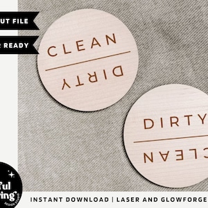 Dirty Dishwasher SVG, Dirty Clean Template, Dishwasher Magnet Laser svg, Magnet svg, Dirty Dishes Laser Cut File, Glowforge SVG, XTool SVG