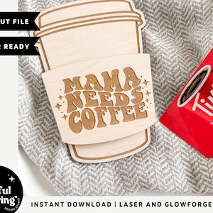 Arquivo a laser para porta-cartão de presente do dia das mães, arquivo de corte para presente do dia das mães, porta-cartão Starbucks SVG, laser SVG para o dia das mães, SVG para presente da mãe