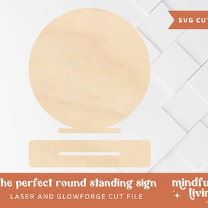 Round Standing Sign SVG, Standing Sign Template, Sign Base Laser svg, Sign Base svg, Standing Sign Laser Cut File, Glowforge SVG, XTool SVG