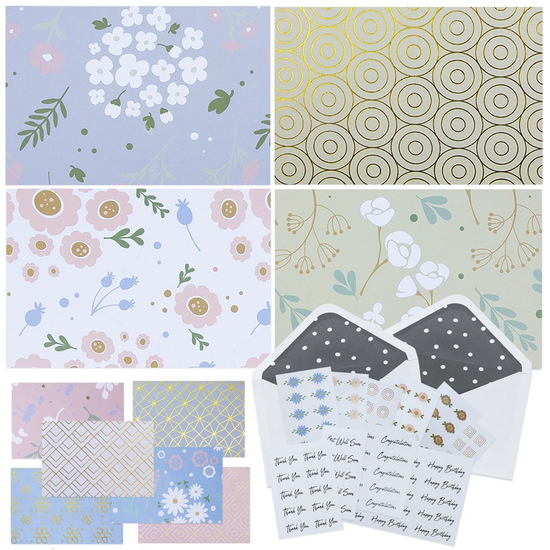 All Occasion Cards Assortment Congratulations Cards etc! Birthday 50 Blank Cards with Envelopes and Greeting Cards Stickers Thank You