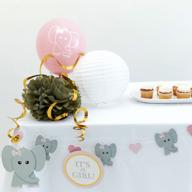 Elephant Baby Shower Decorations for Girl Pink Baby Shower Etsy