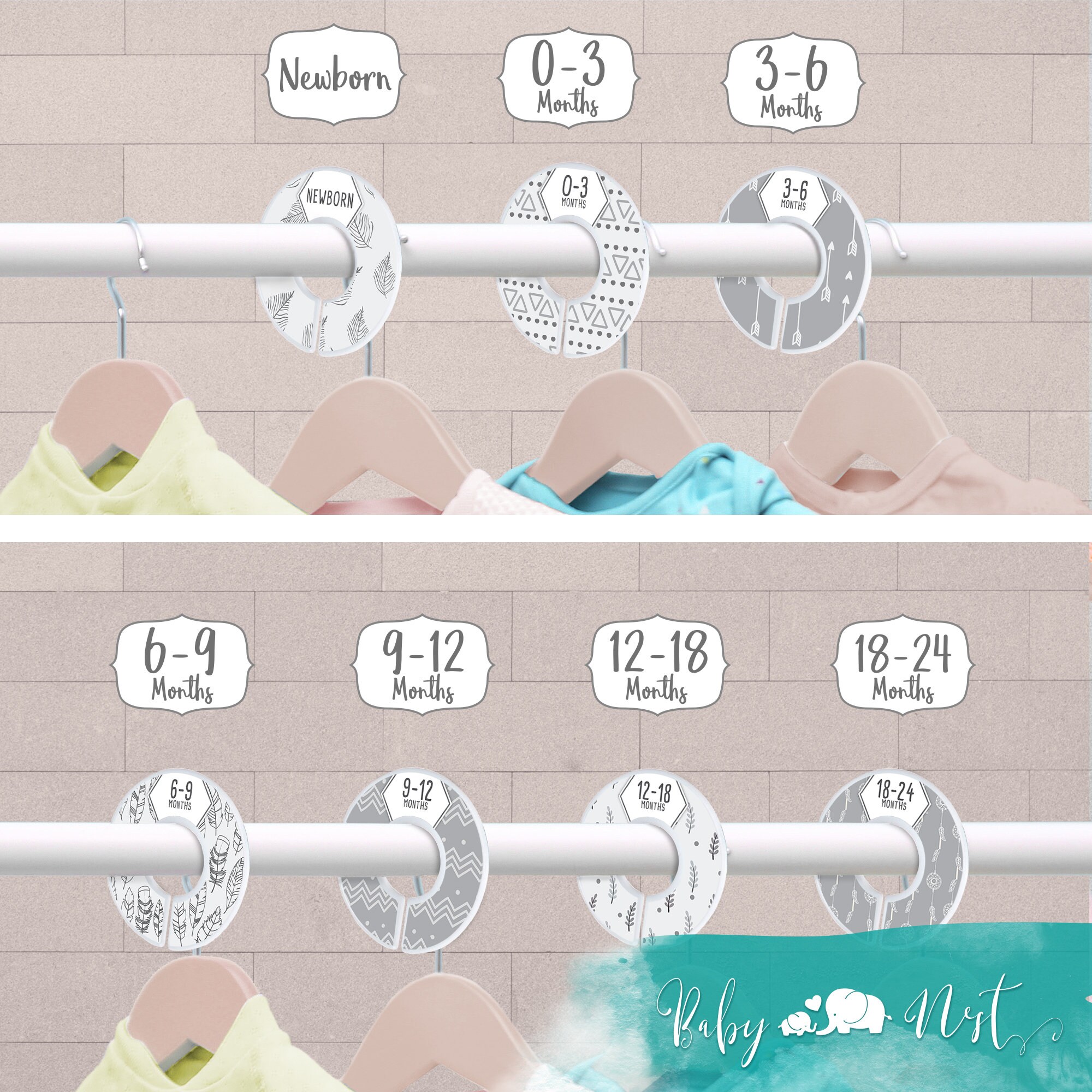 Baby Closet Dividers Set of 7 Unisex Boho Dividers for Etsy