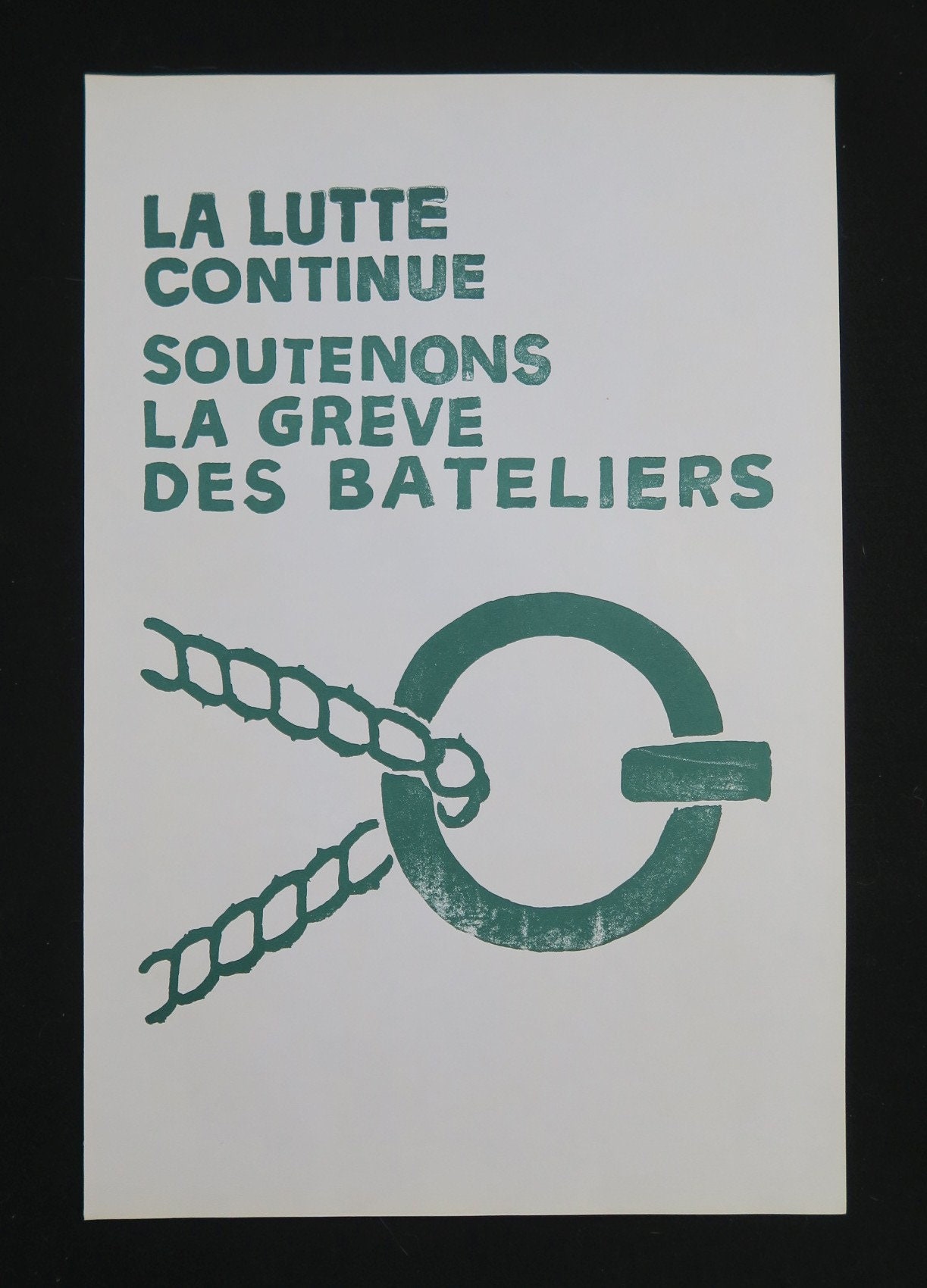 Affiche Mai 68 - La Lutte Continue Soutenons La Grève Des Bateliers Poster May 1968