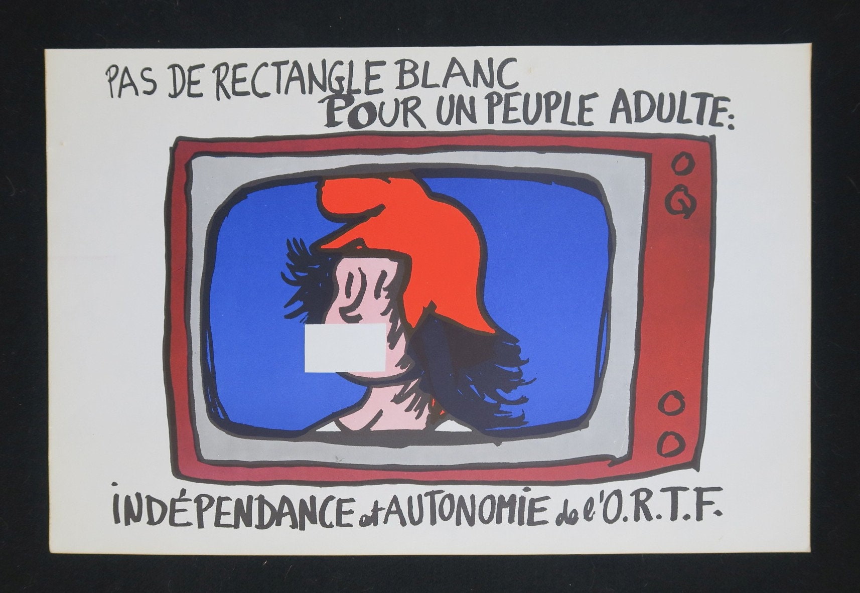 Affiche Mai 68 - Pas de Rectangle Blanc Pour Un Peuple Adulte Ortf Poster May 1968