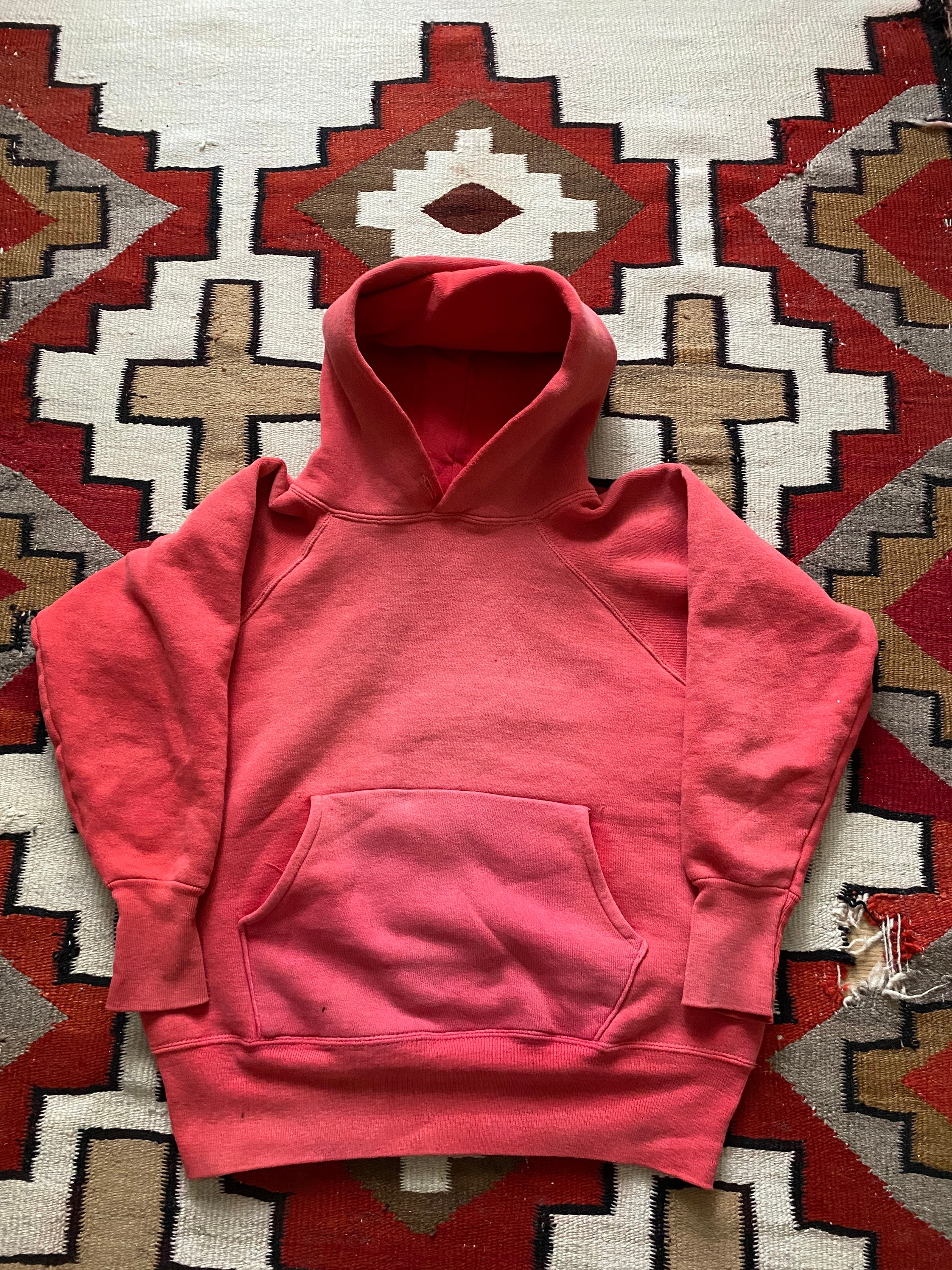 1960s Faded Red Hoodie Size Small 