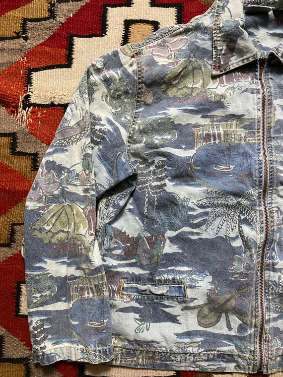 1990s Hawaiian pattern jacket all over print size… - image 2