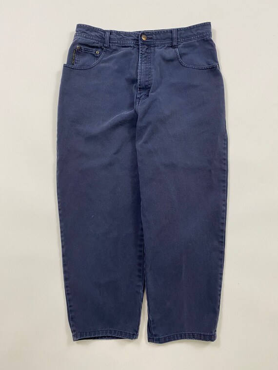 1990s Baggy Over Dyed Dark Blue Jeans 