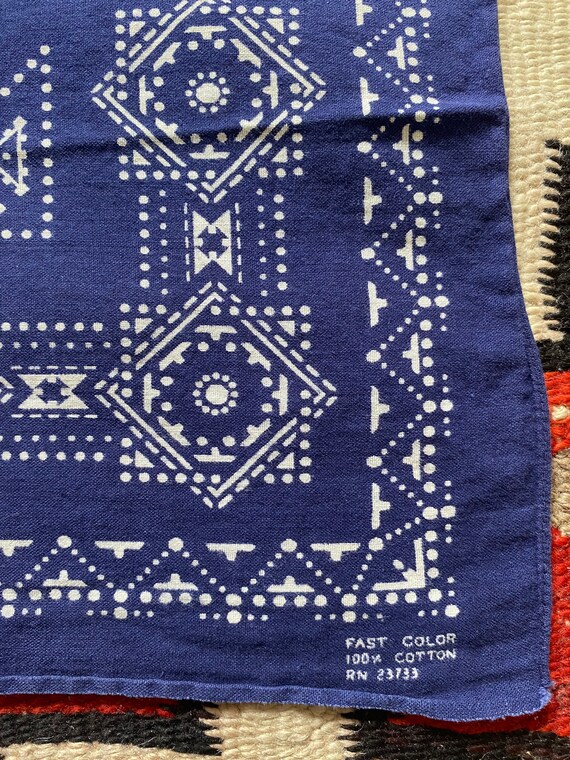 Mid century fast color bandana 1950s 1960s blue dots … Gem