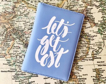 Lets Get Lost Passport Cover Printed Quote Passport Case Nature Holder Pass Forest Cover Leather Wallet Pass Travel Gift LD1156