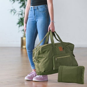 Foldable collapsible weekender bag women, travel bag, sports bag, hand luggage, handbag for sports and travel, weekend bag