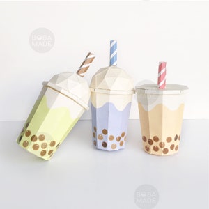 Bubble Tea Origami | Boba Tea Printable | Template Digital Download | Bubble Tea Art | Bubble Tea Crafts | Tapioca Milk Tea | Taro Milk Tea