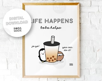Bubble Tea Art | Boba Thee Poster | Digitaal downloaden