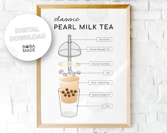 Bubble Tea Art | Boba Tea Poster | Bubble Tea Poster | Digital Download