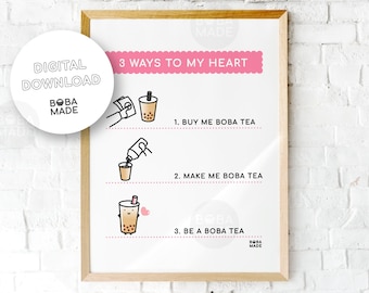Grappige Bubble Tea Art | Bubble Tea Poster | Boba Thee Print | Bubble Tea Lover Poster | Digitaal downloaden