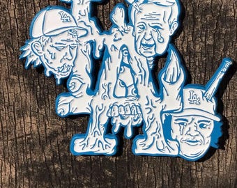 Clayton Kershaw, Fernando Valenzuela, Vin Scully LEGENDARNY Żyj i umieraj jako LA Dodgers przypina warianty „GLOW”