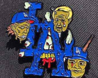 Clayton Kershaw, Fernando Valenzuela, Vin Scully LEGENDARNY Żyj i umieraj, przypinka LA Dodgers, krwawimy na niebiesko