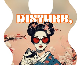 Geisha con gato / Travel Door Dign / No molestar / Descarga digital / Imprima usted mismo / Nivel FÁCIL DIY