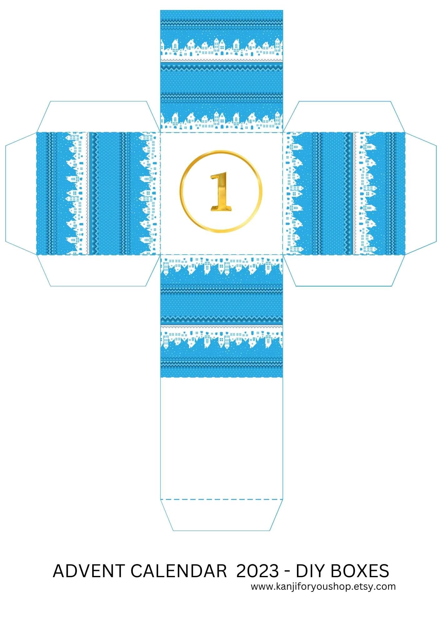 Advent Calendar BOX, Template, DIY, Christmas, Digital Printable ...