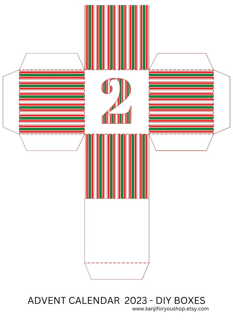 Advent Calendar DIY Boxes, Christmas, Digital Printable, Numbers From 1 ...