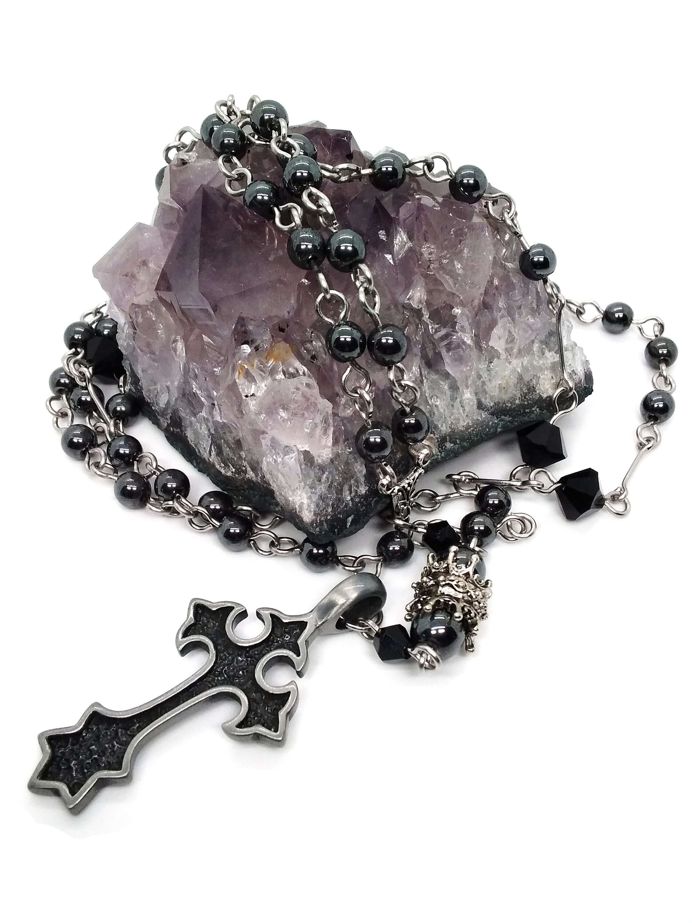 Goth Rosary. Long Beaded Necklace. Goth Necklace. Gothic Etsy UK