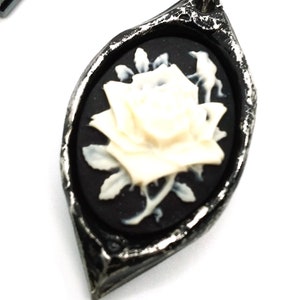 Rose Cameo Necklace. Gothic Rose Necklace. Gothic Rose Pendant. Gothic Cameo Necklace. Goth Cameo. Victorian Rose Necklace. Rose Jewelry. image 4