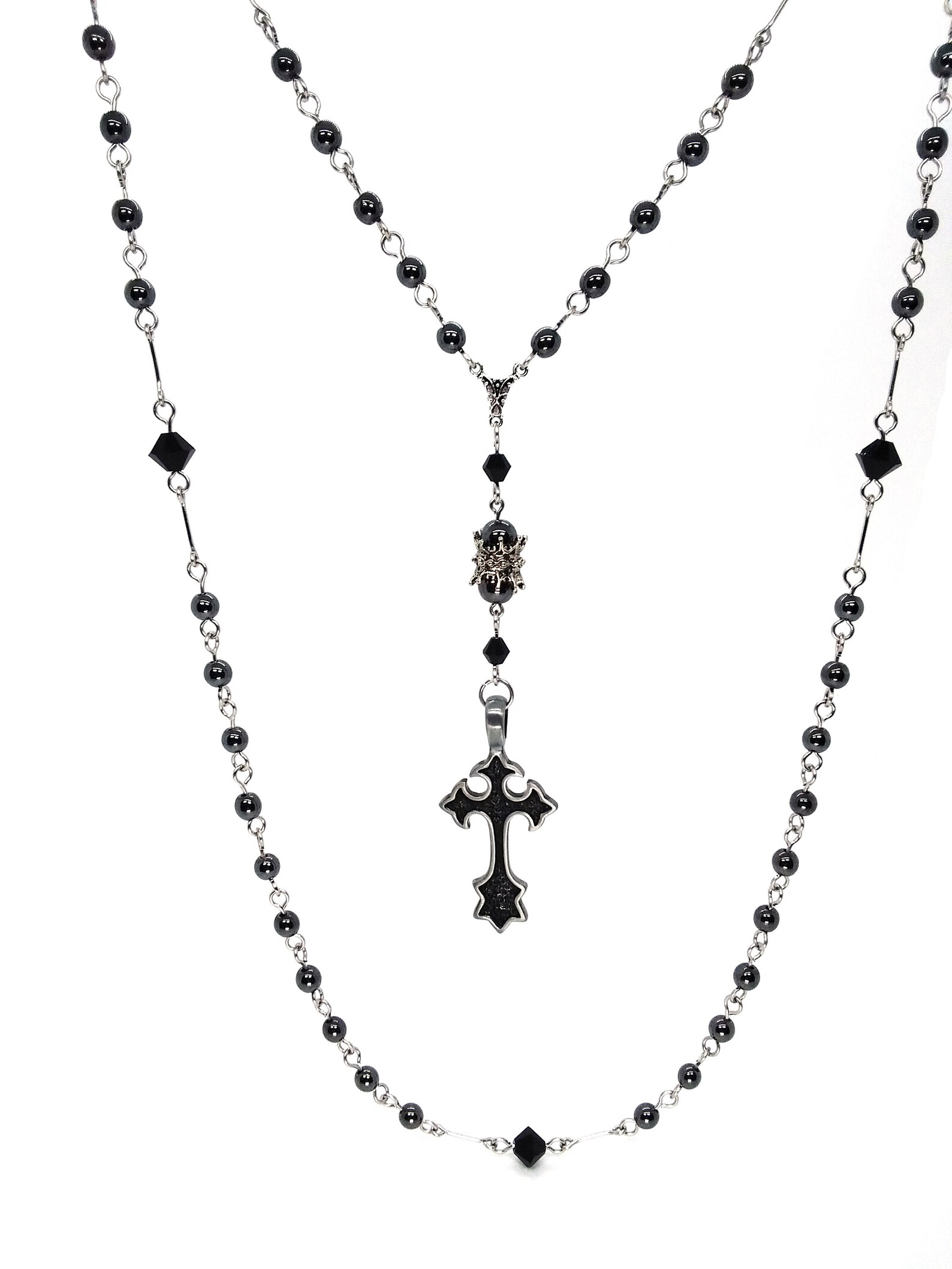 Goth Rosary. Long Beaded Necklace. Goth Necklace. Gothic Etsy