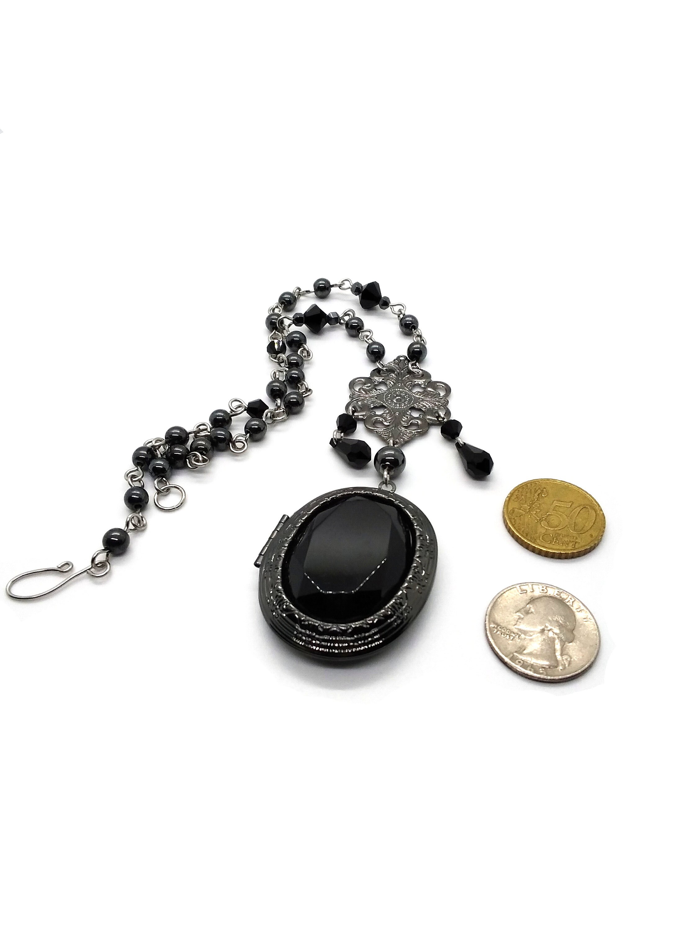Goth Locket Necklace. Large Black Locket Necklace. Gothic Etsy