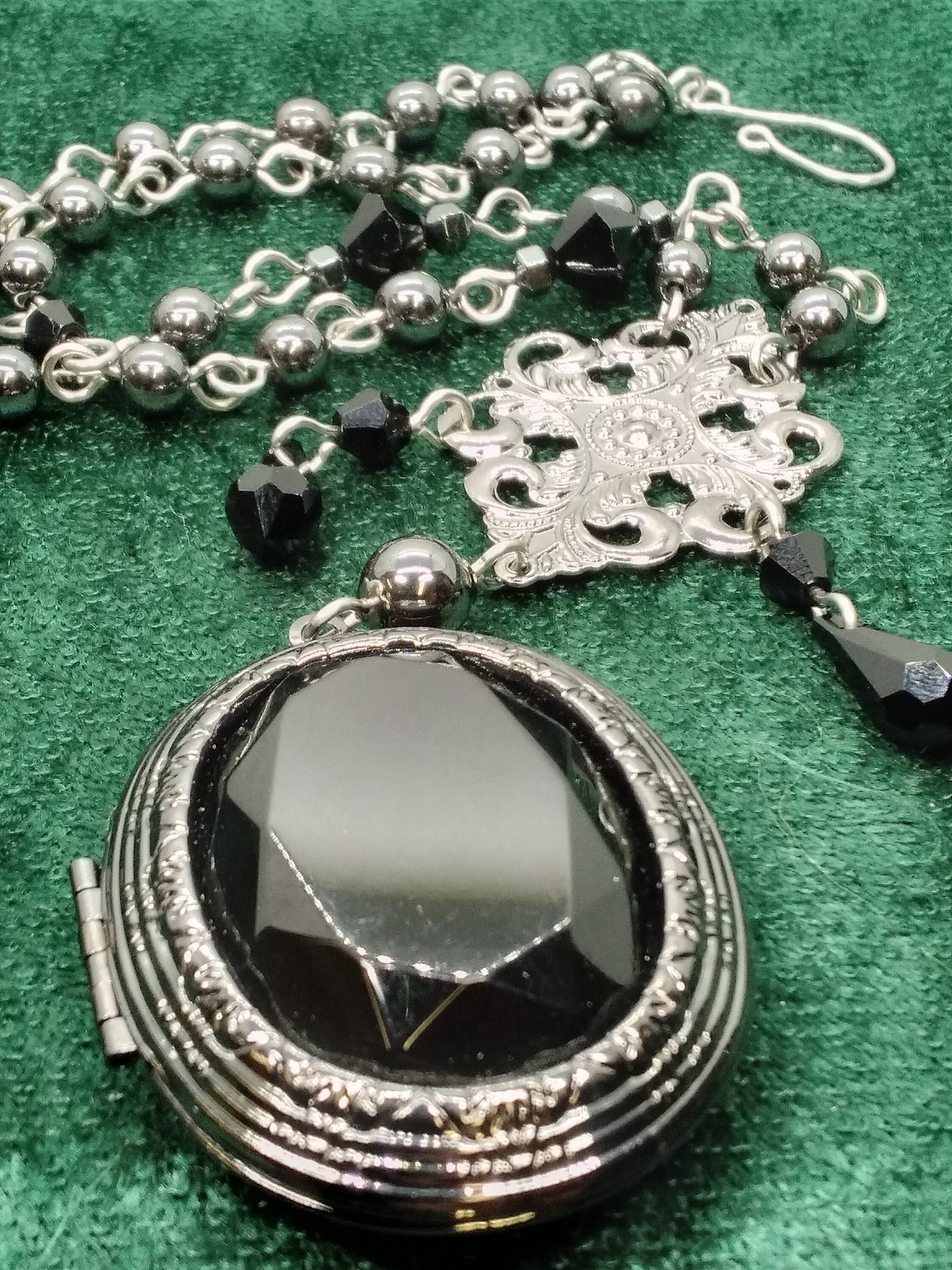 Goth Locket Necklace. Large Black Locket Necklace. Gothic Etsy