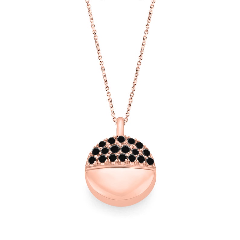 Simple Diamond Necklace Black Diamond Necklace Disc Necklace Womens Necklace For Gift 14K Solid Gold Necklace Dainty Diamond Necklace