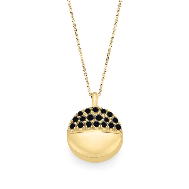 Simple Diamond Necklace Black Diamond Necklace Disc Necklace Womens Necklace For Gift 14K Solid Gold Necklace Dainty Diamond Necklace