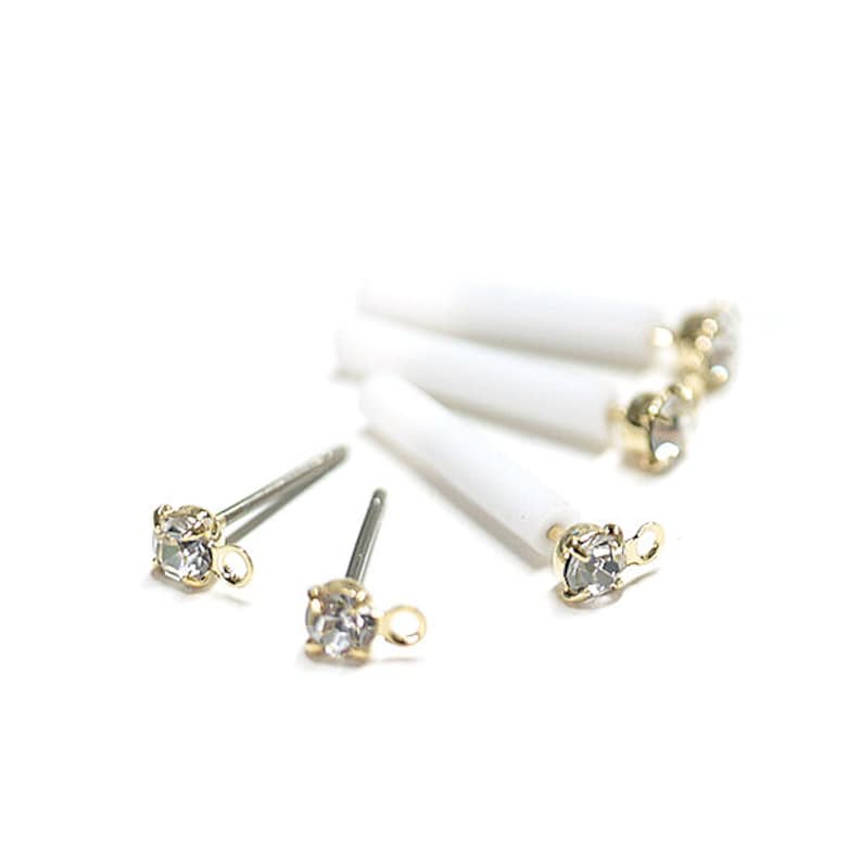 3mm Crystal Color Czech Stone Earring Titanium Post Gold Plated Brass 6pcs gpt01